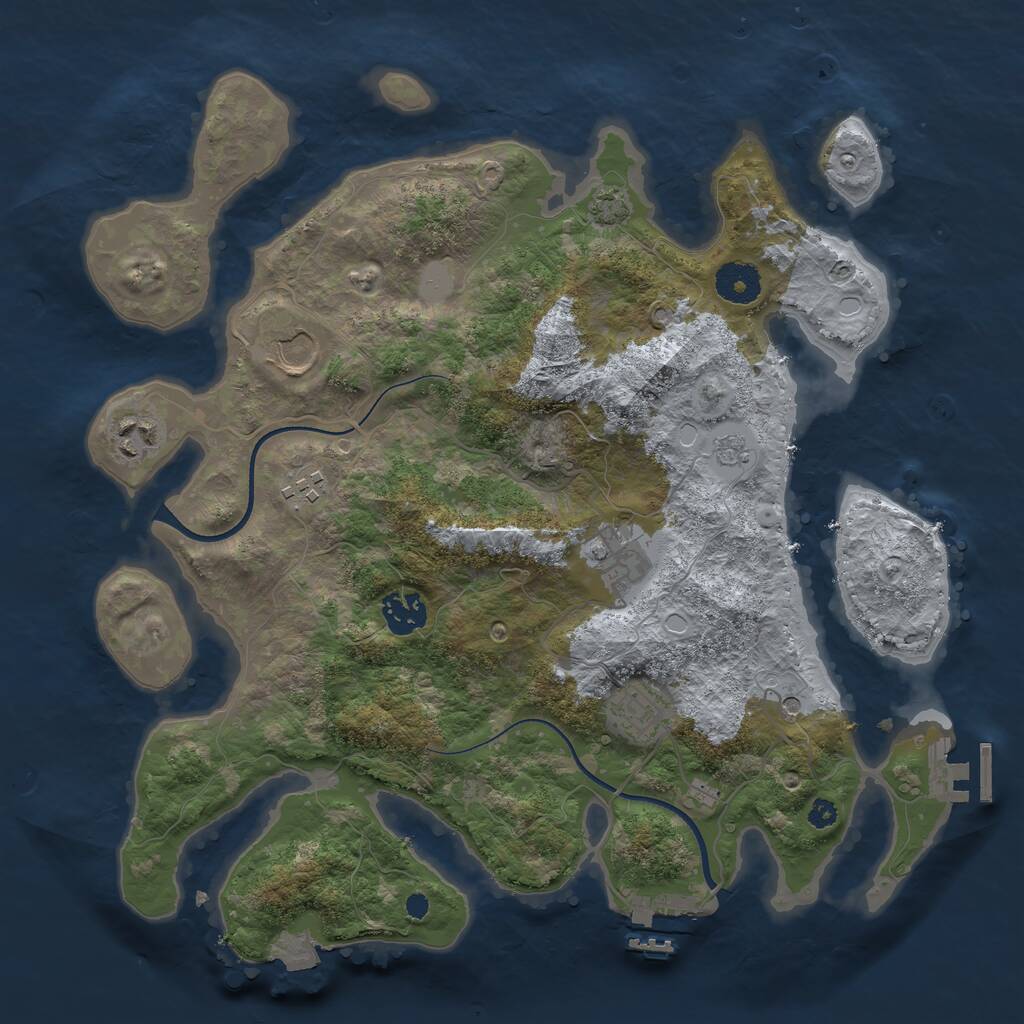 Rust Map: Procedural Map, Size: 3500, Seed: 1874336, 12 Monuments