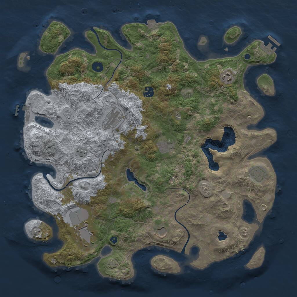 Rust Map: Procedural Map, Size: 4100, Seed: 34323, 14 Monuments