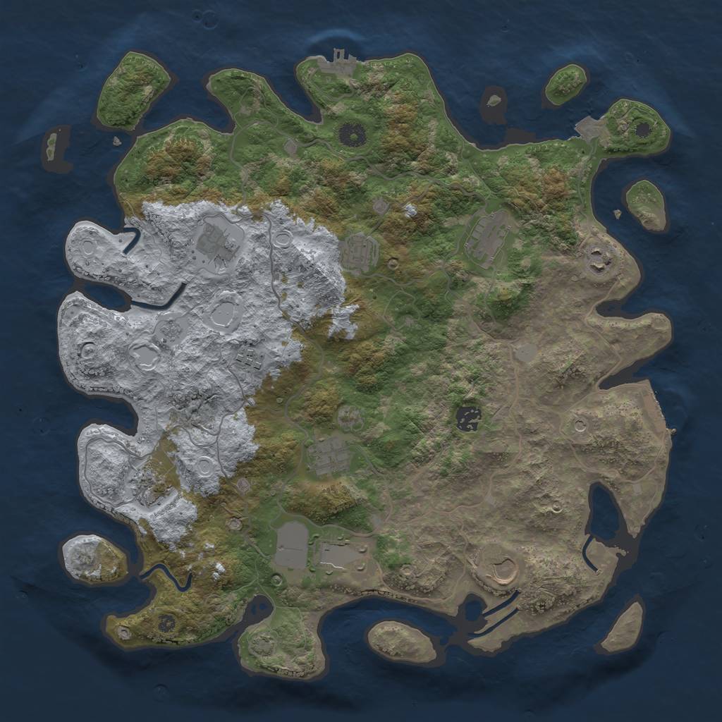 Rust Map: Procedural Map, Size: 4100, Seed: 34323, 18 Monuments