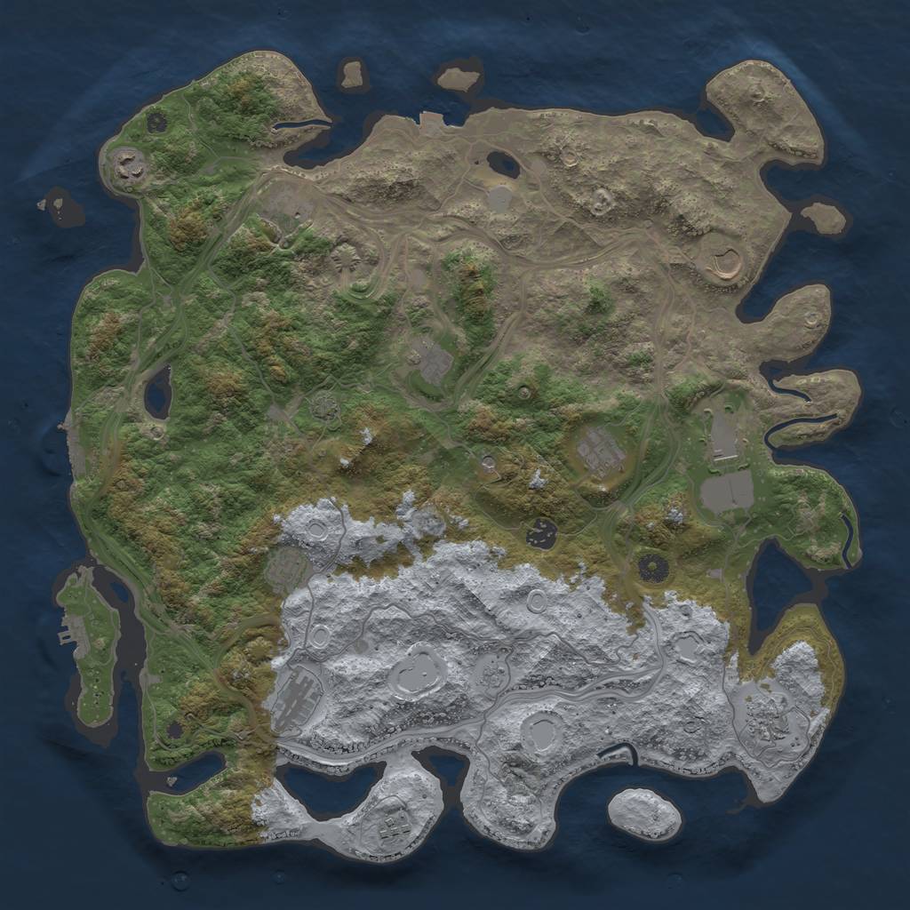 Rust Map: Procedural Map, Size: 4500, Seed: 2054989703, 19 Monuments