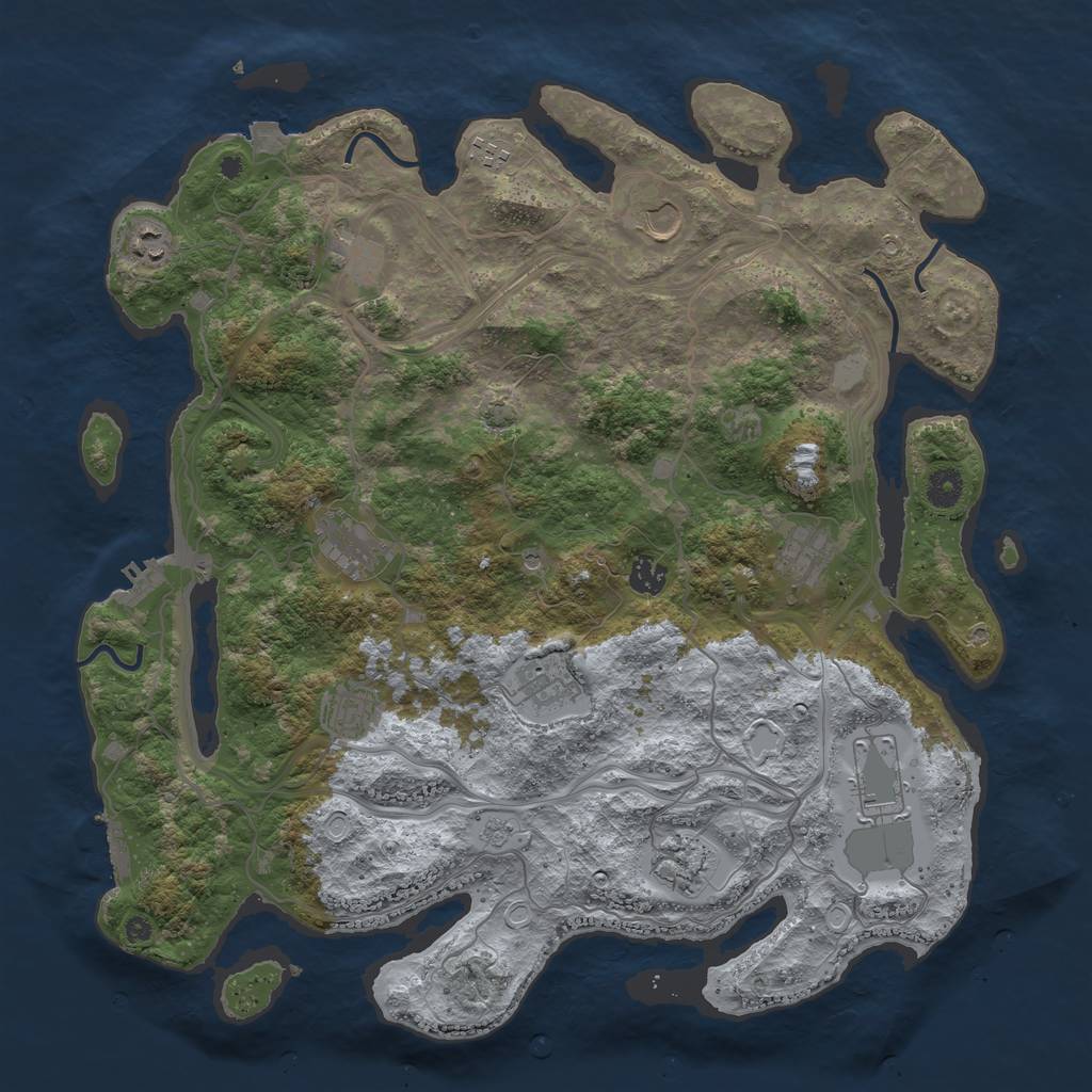Rust Map: Procedural Map, Size: 4250, Seed: 2093491503, 19 Monuments