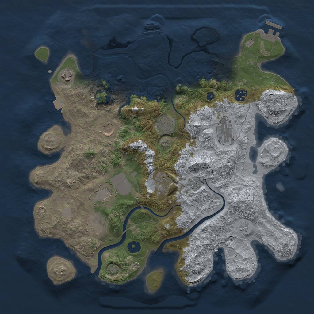 Rust Map: Procedural Map, Size: 3750, Seed: 231597333, 15 Monuments
