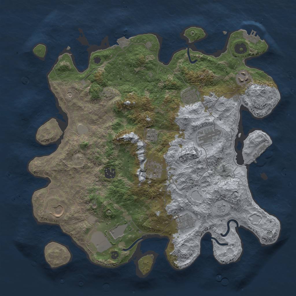 Rust Map: Procedural Map, Size: 3750, Seed: 231597333, 17 Monuments