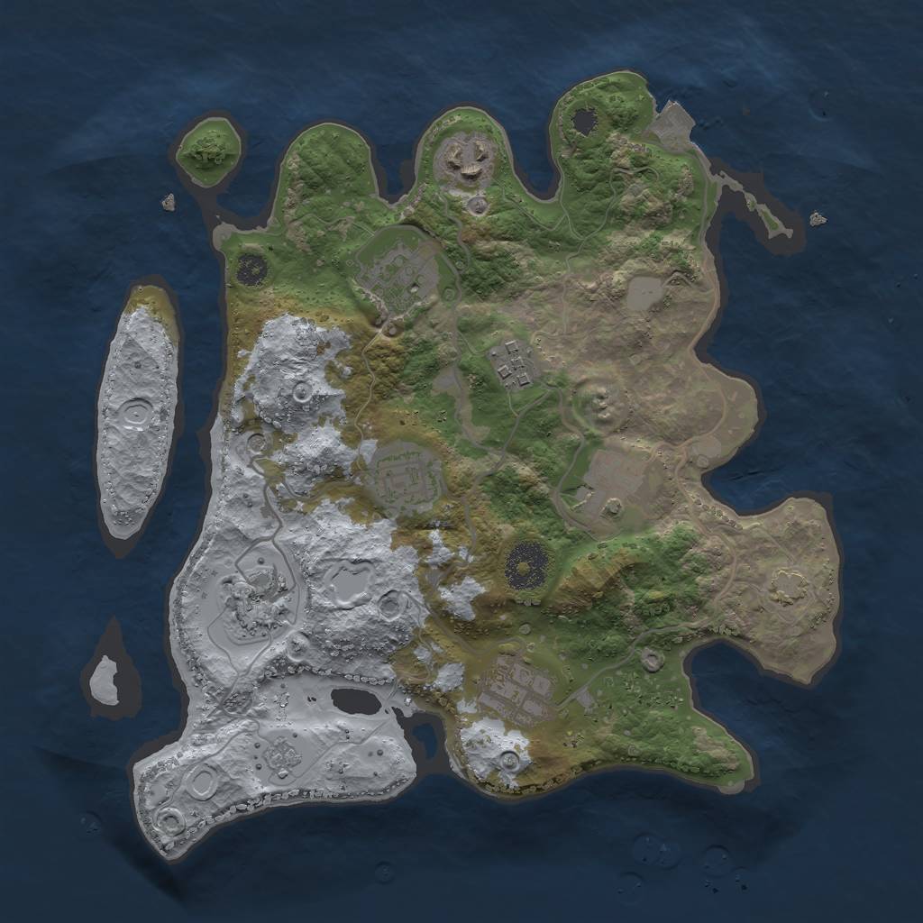 Rust Map: Procedural Map, Size: 3000, Seed: 2009455496, 13 Monuments