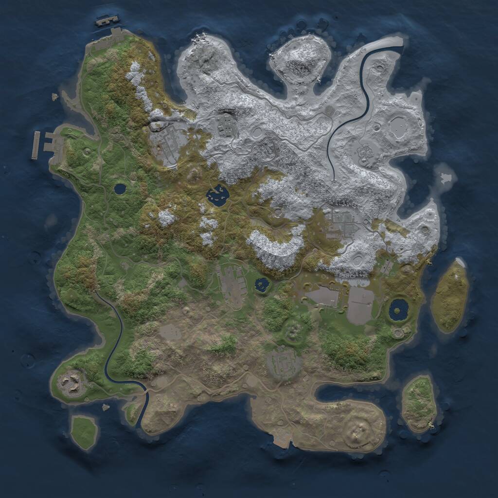 Rust Map: Procedural Map, Size: 3550, Seed: 48564152, 13 Monuments