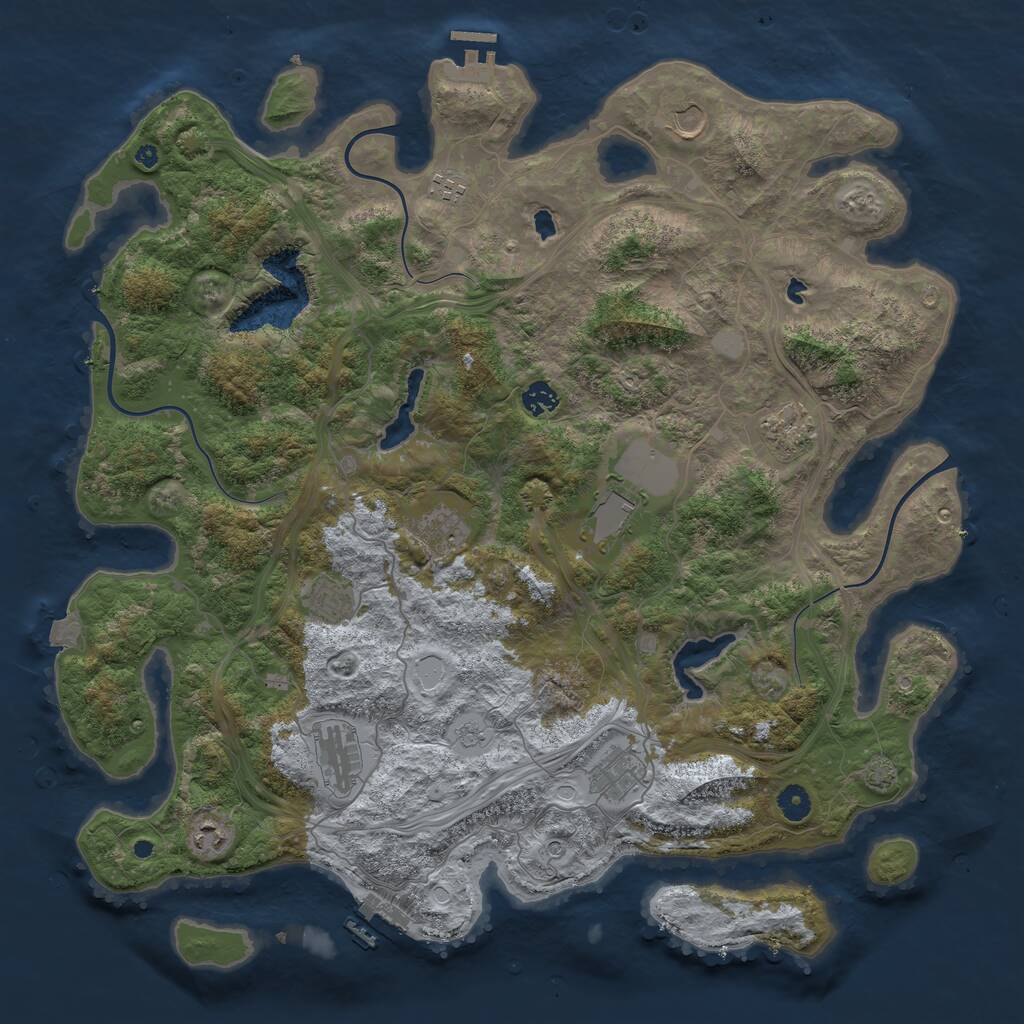 Rust Map: Procedural Map, Size: 4500, Seed: 1999215858, 16 Monuments