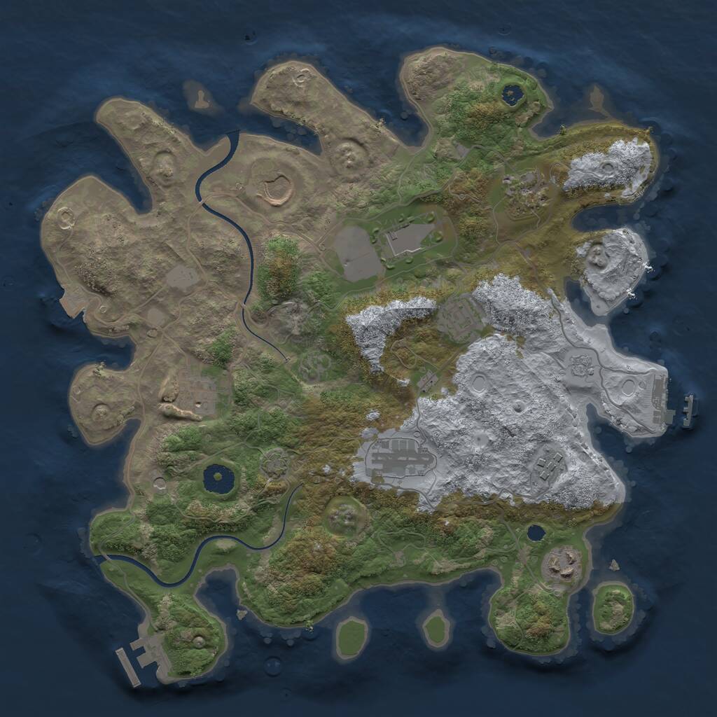 Rust Map: Procedural Map, Size: 3500, Seed: 78945457, 14 Monuments