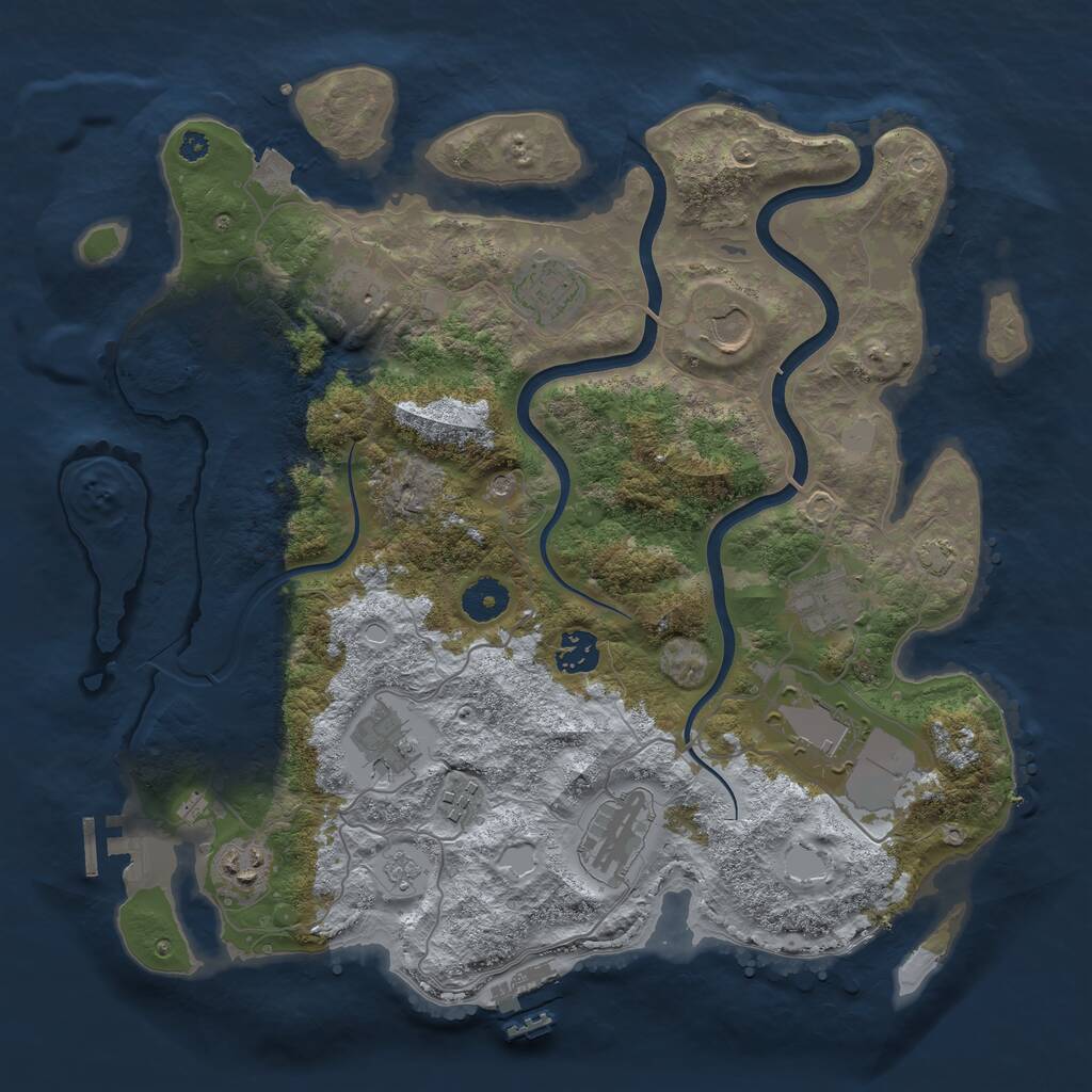 Rust Map: Procedural Map, Size: 3700, Seed: 51386000, 16 Monuments