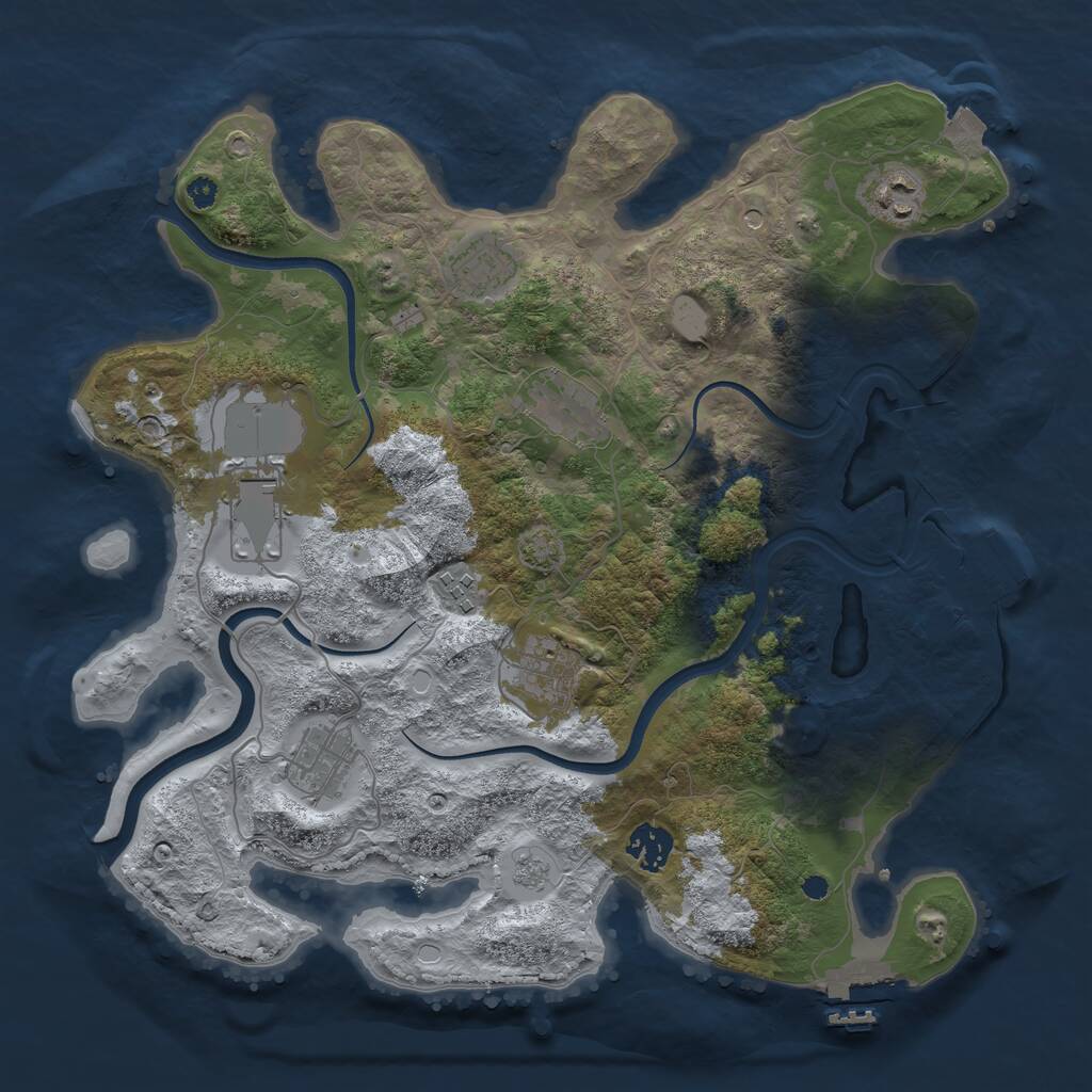 Rust Map: Procedural Map, Size: 3600, Seed: 11232023, 14 Monuments