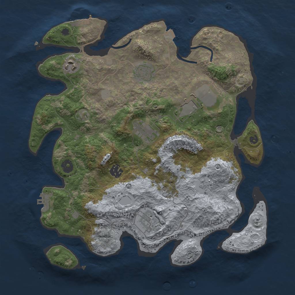 Rust Map: Procedural Map, Size: 3500, Seed: 24071980, 14 Monuments
