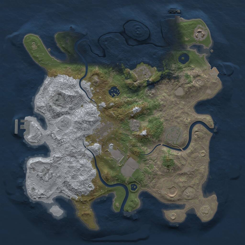 Rust Map: Procedural Map, Size: 3500, Seed: 1159865, 15 Monuments