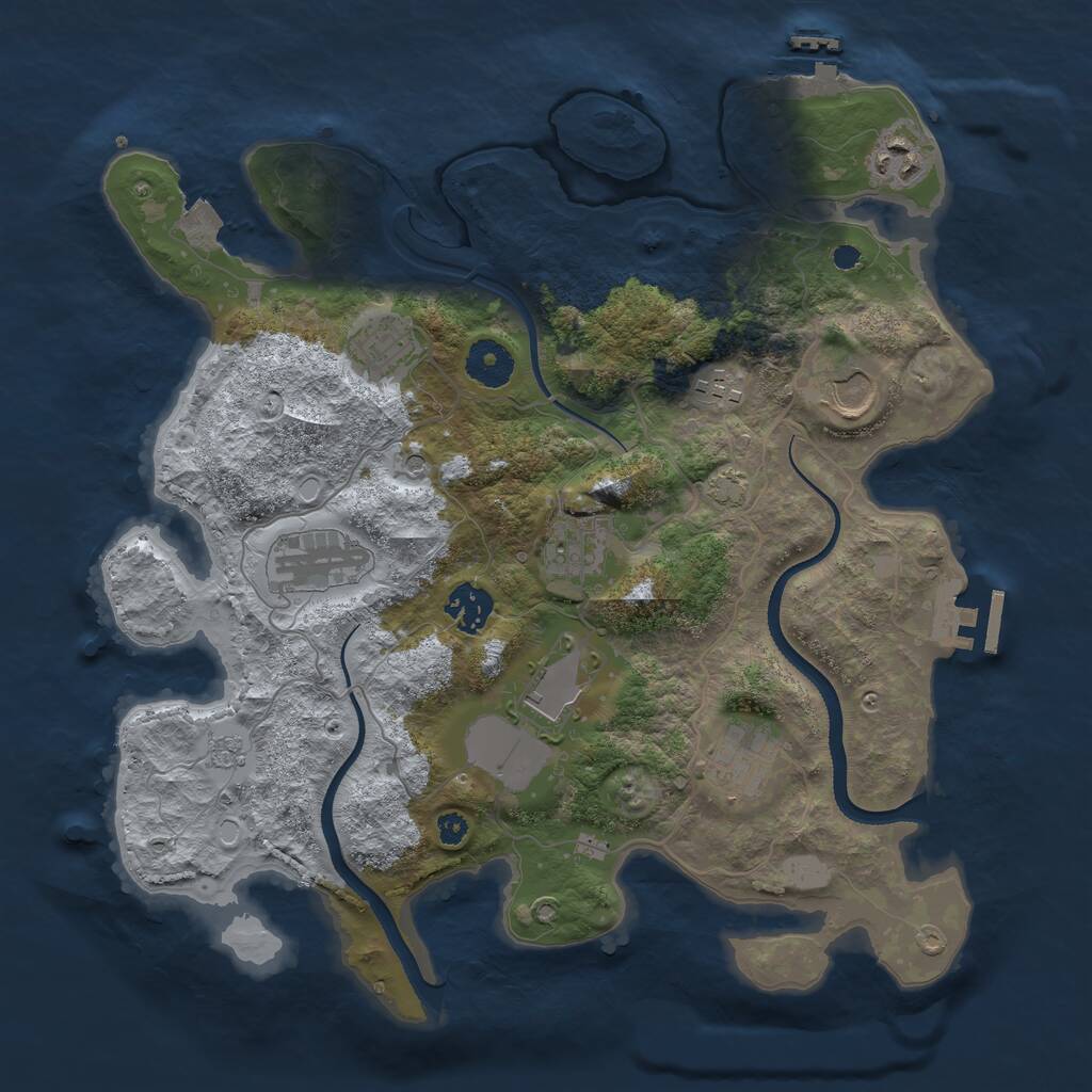 Rust Map: Procedural Map, Size: 3500, Seed: 1159865, 15 Monuments