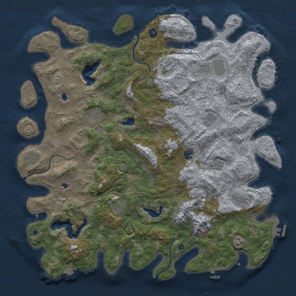 Rust Map: Procedural Map, Size: 5000, Seed: 285225203, 16 Monuments