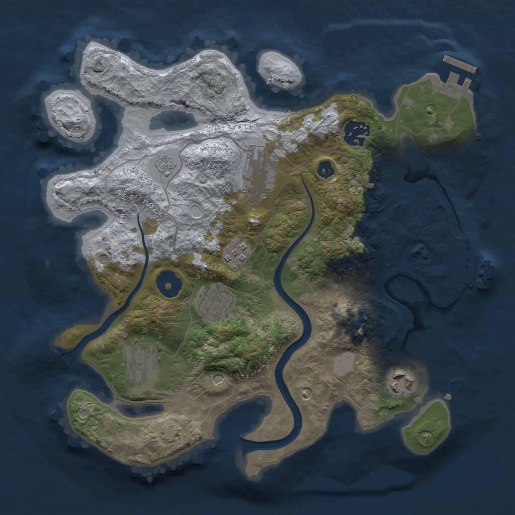 Rust Map: Procedural Map, Size: 3000, Seed: 27708, 12 Monuments