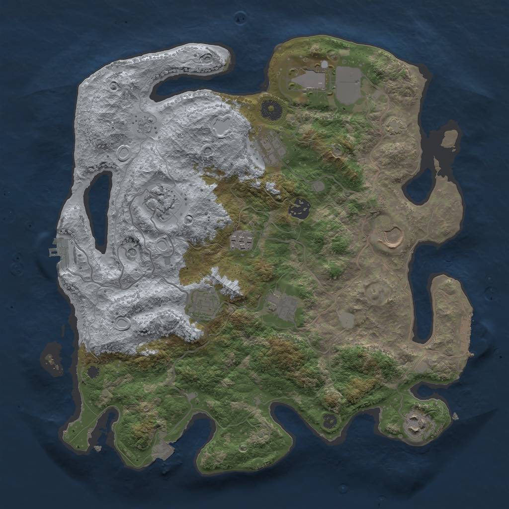 Rust Map: Procedural Map, Size: 3600, Seed: 60096283, 17 Monuments