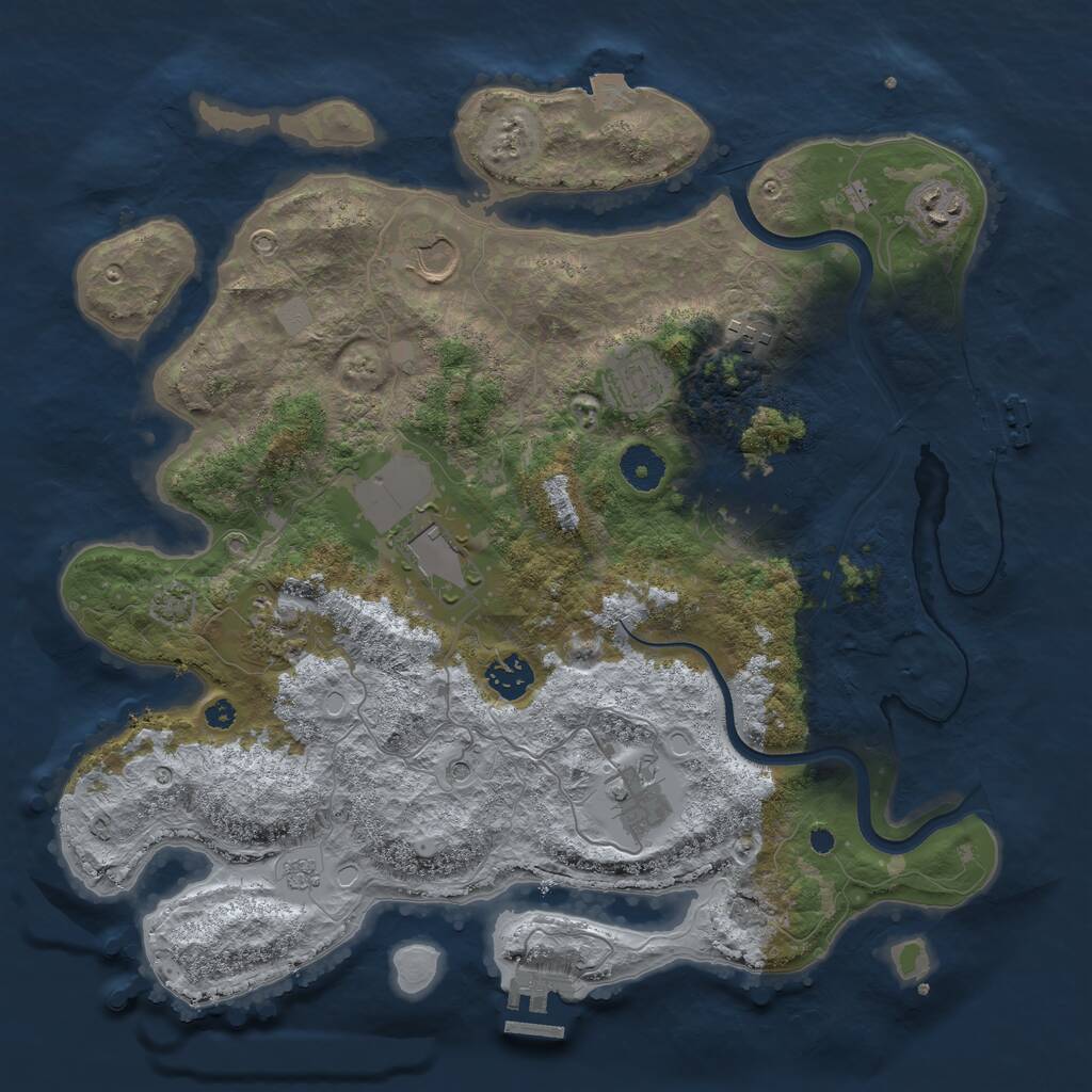 Rust Map: Procedural Map, Size: 3700, Seed: 1632195986, 15 Monuments