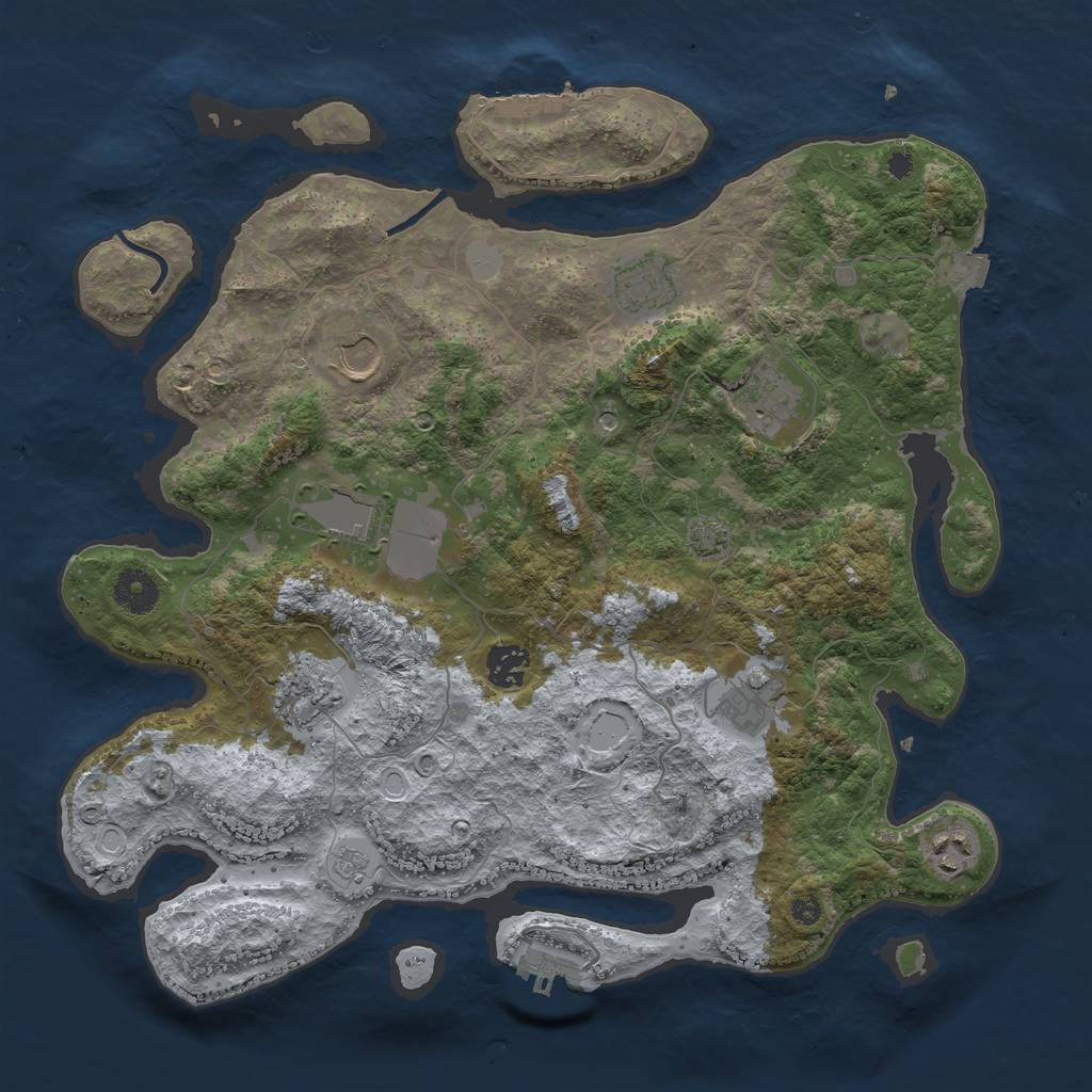 Rust Map: Procedural Map, Size: 3700, Seed: 1632195986, 16 Monuments