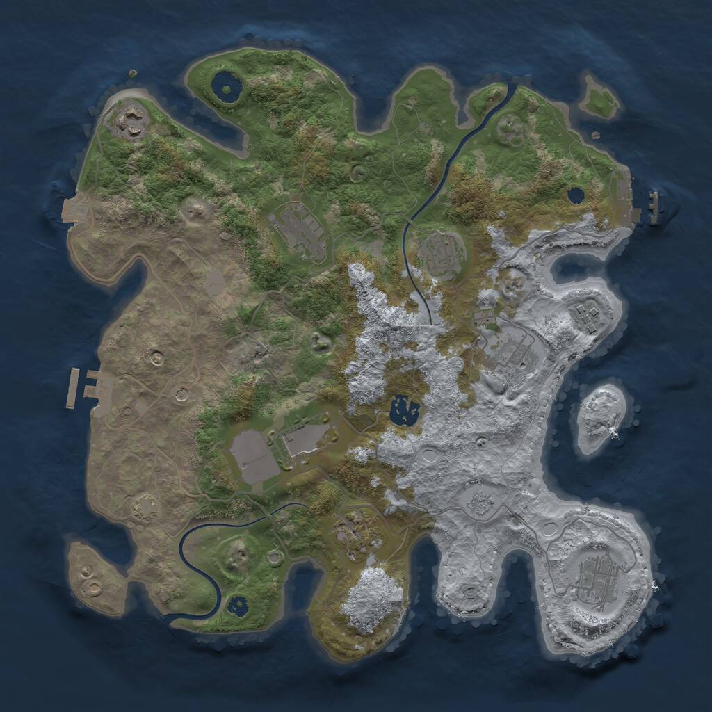 Rust Map: Procedural Map, Size: 3500, Seed: 8181, 15 Monuments