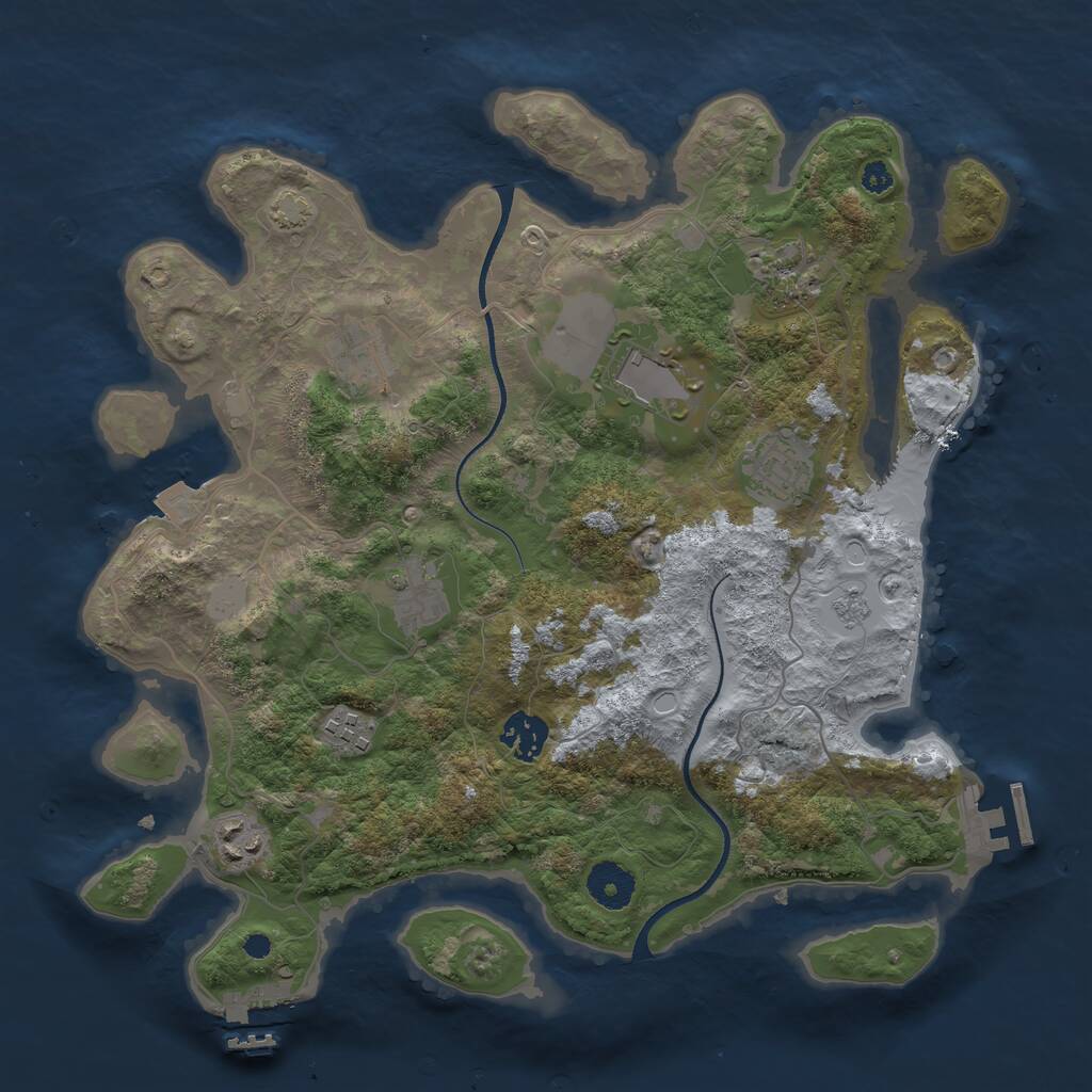 Rust Map: Procedural Map, Size: 3500, Seed: 1292702483, 13 Monuments