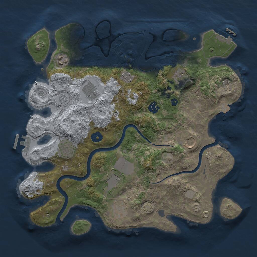 Rust Map: Procedural Map, Size: 3500, Seed: 943227705, 15 Monuments