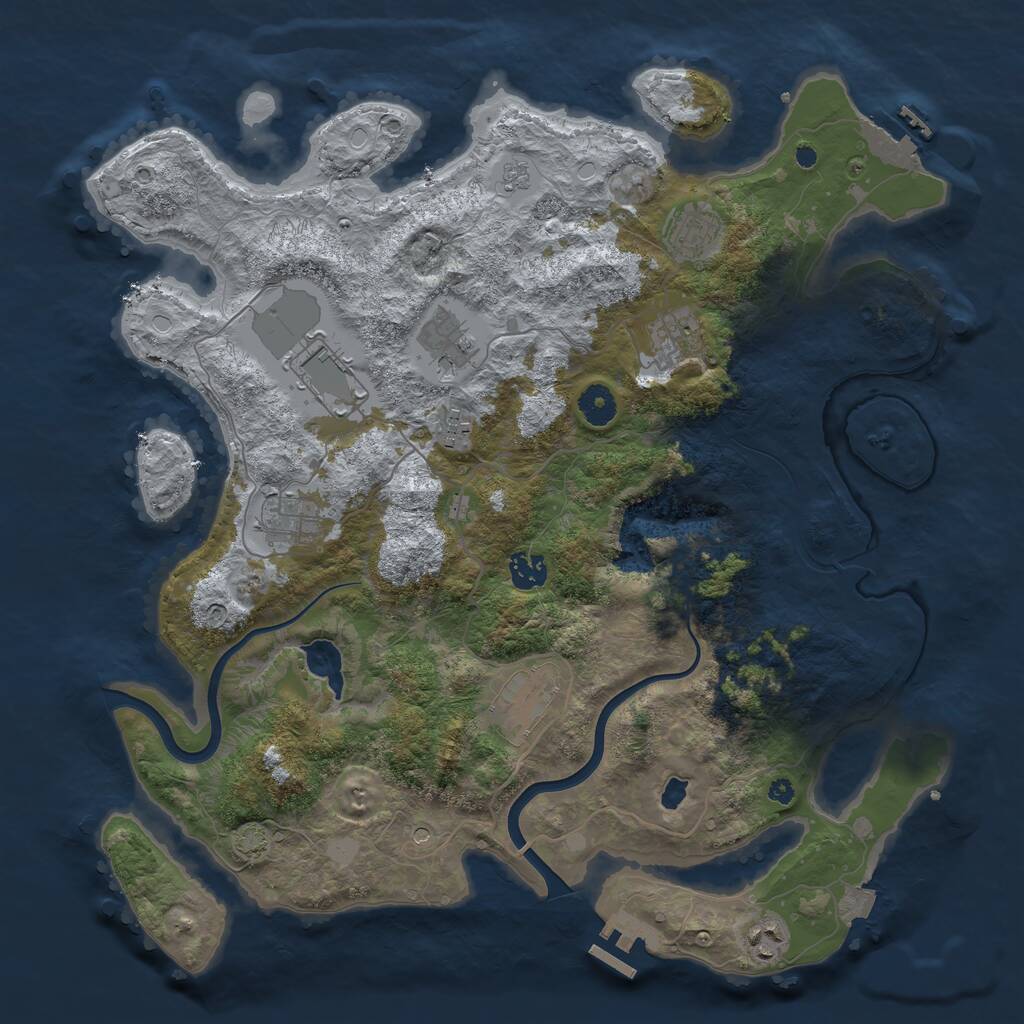 Rust Map: Procedural Map, Size: 4000, Seed: 733409190, 15 Monuments
