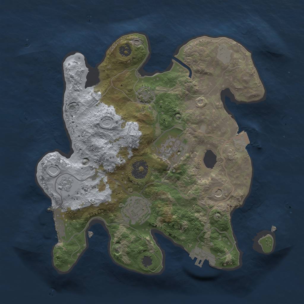 Rust Map: Procedural Map, Size: 2500, Seed: 7360814, 10 Monuments