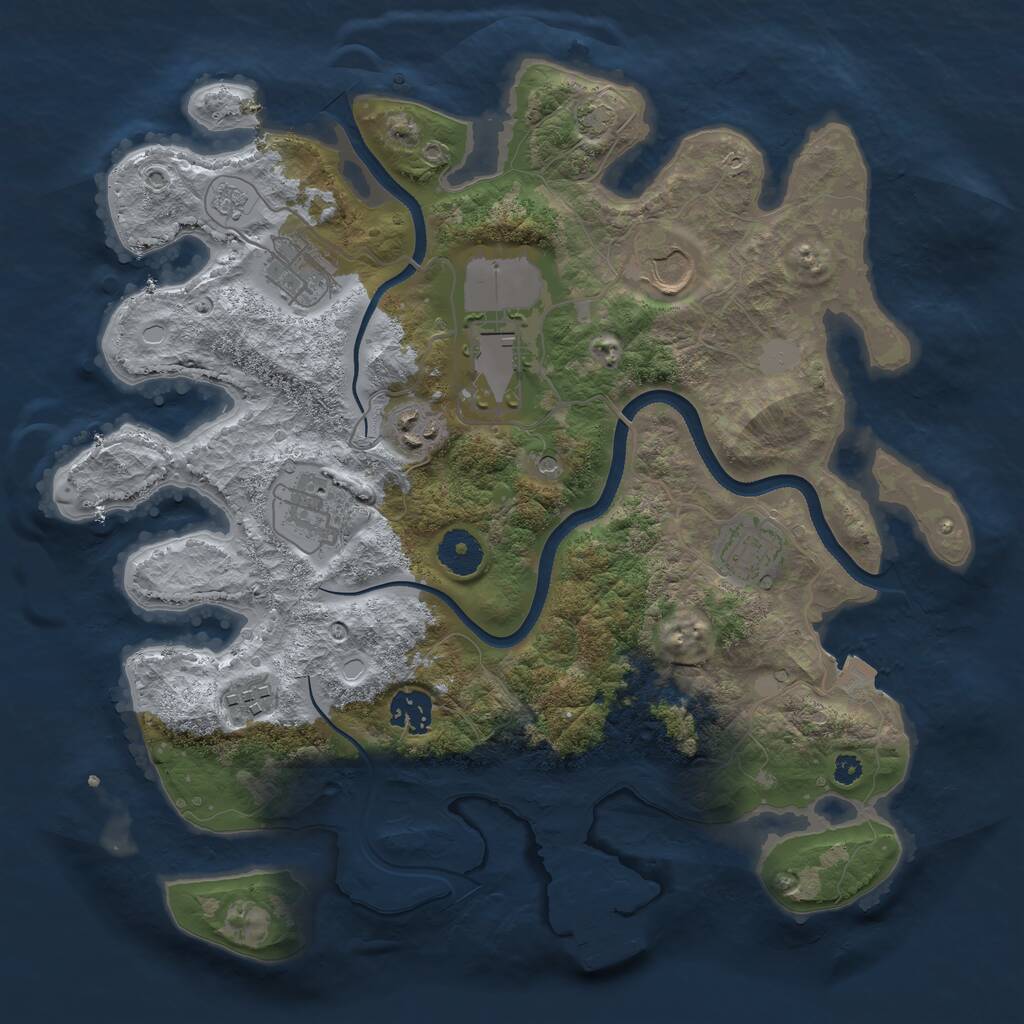 Rust Map: Procedural Map, Size: 3500, Seed: 1697996793, 13 Monuments