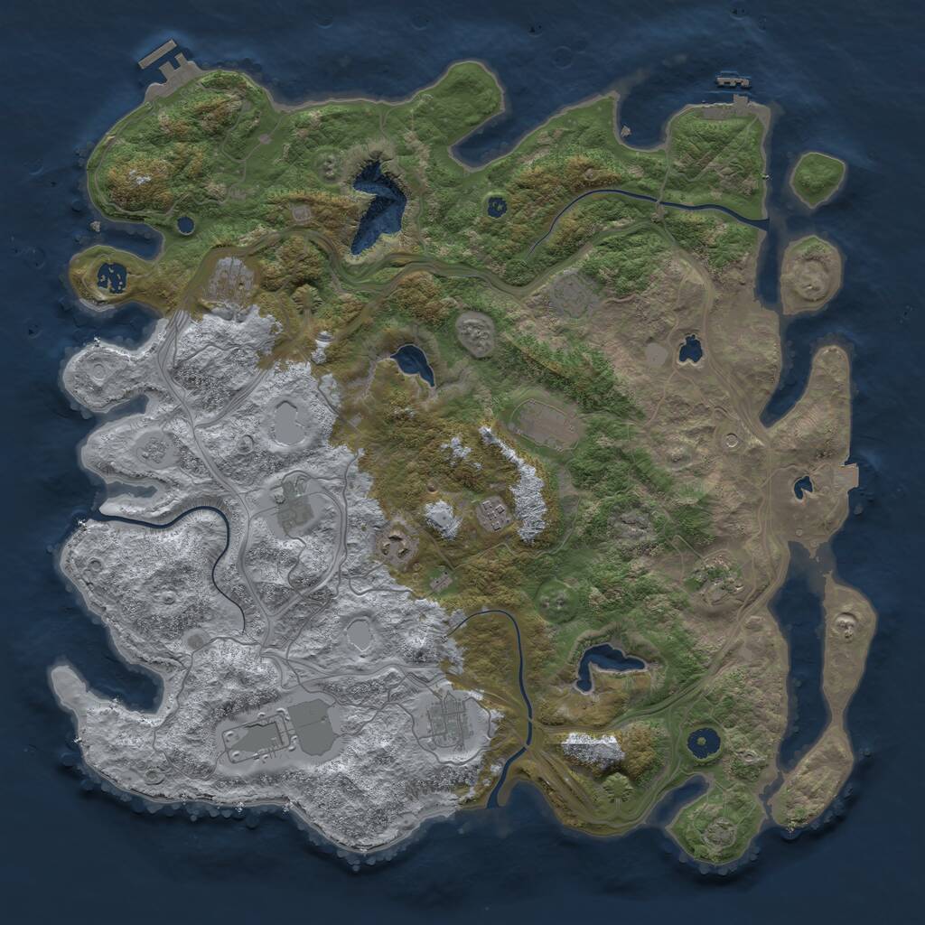 Rust Map: Procedural Map, Size: 4500, Seed: 29522966, 16 Monuments
