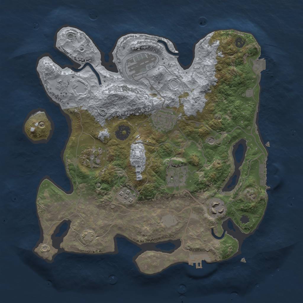Rust Map: Procedural Map, Size: 3000, Seed: 30844, 14 Monuments