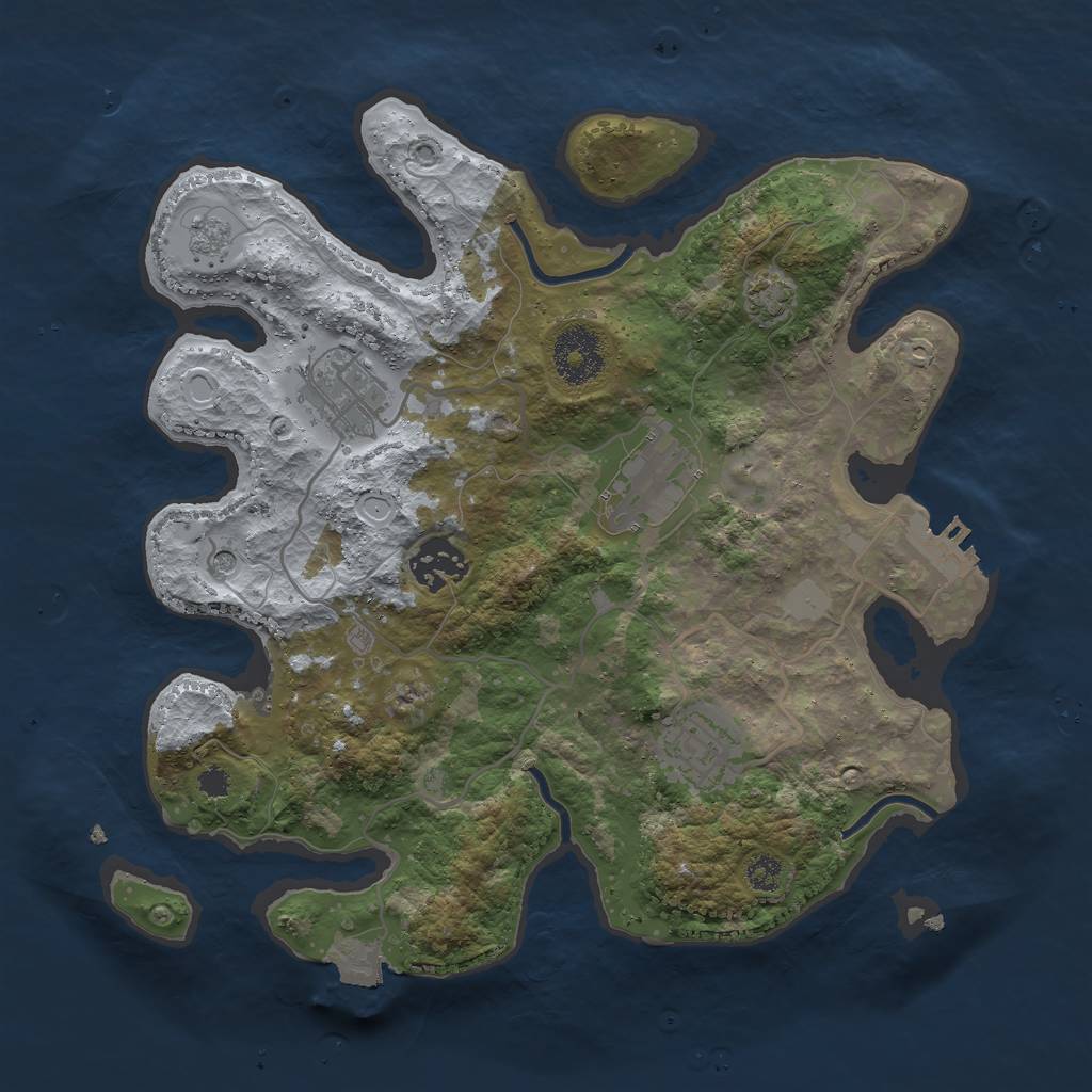 Rust Map: Procedural Map, Size: 3000, Seed: 1322109834, 11 Monuments