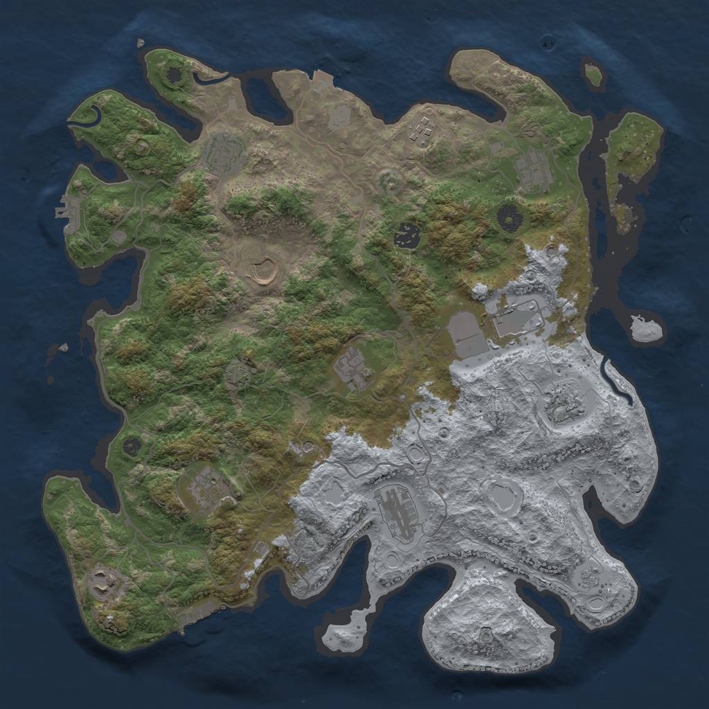 Rust Map: Procedural Map, Size: 4000, Seed: 267171504, 19 Monuments