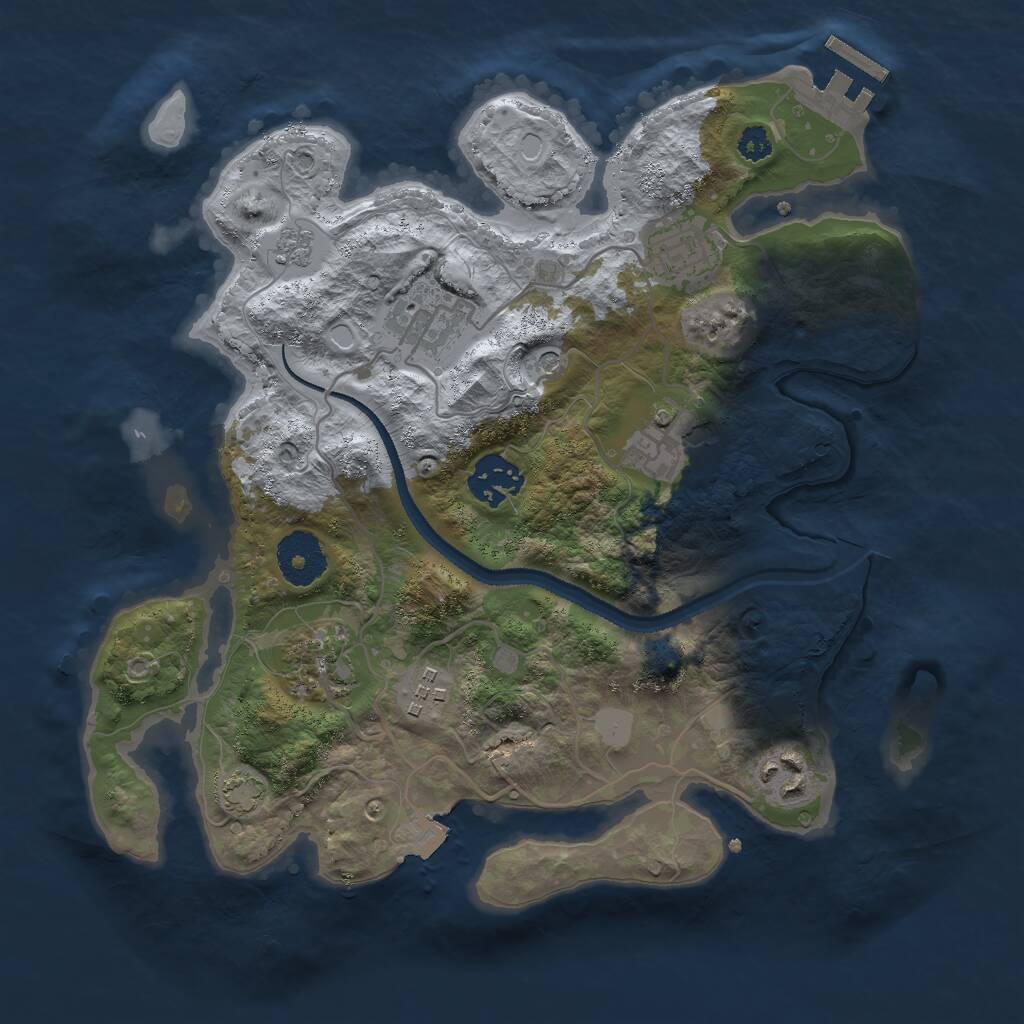 Rust Map: Procedural Map, Size: 3000, Seed: 25332, 12 Monuments