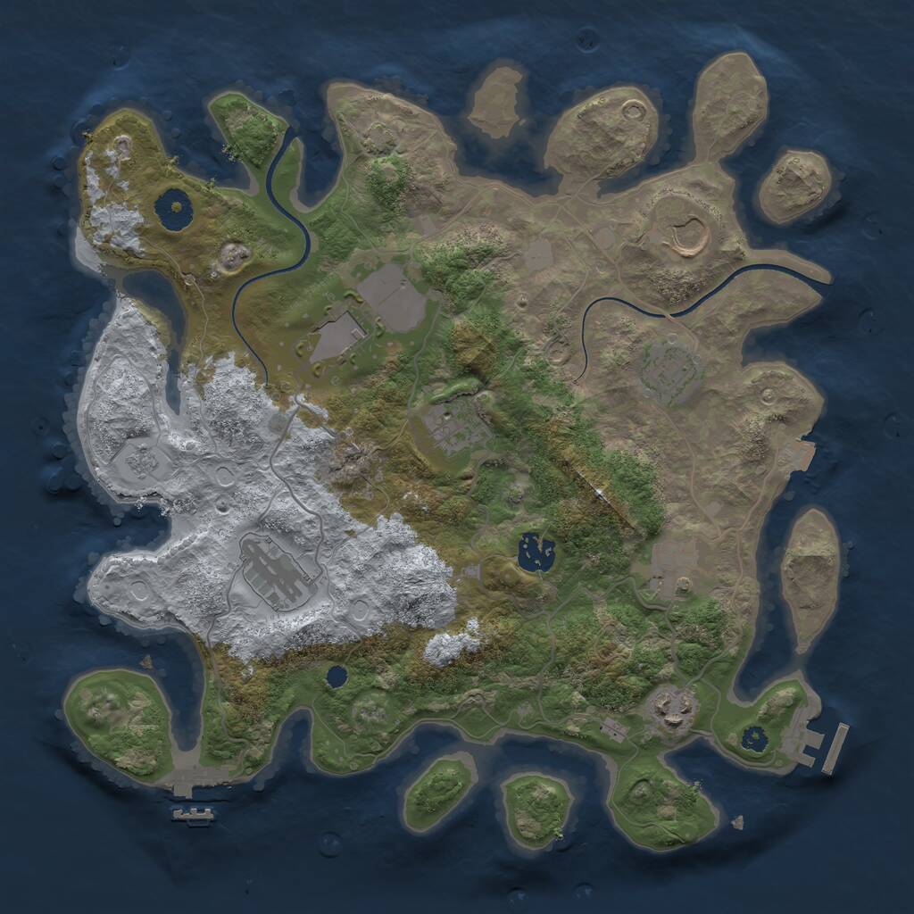 Rust Map: Procedural Map, Size: 3500, Seed: 1561412864, 13 Monuments