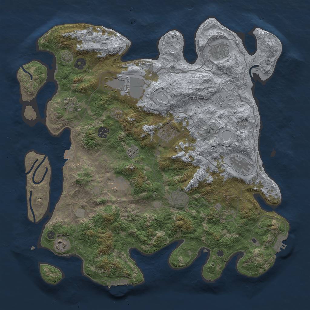 Rust Map: Procedural Map, Size: 4000, Seed: 4525565, 18 Monuments