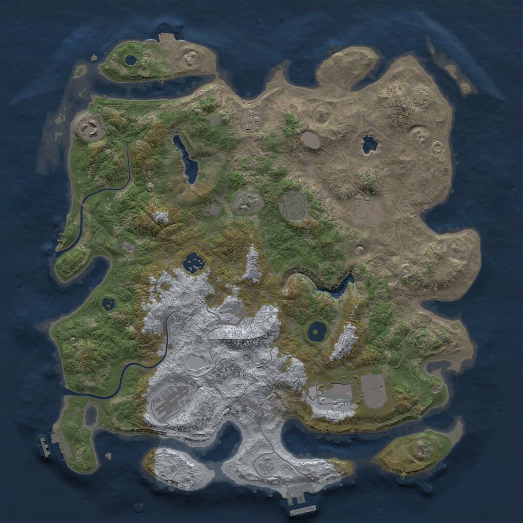Rust Map: Procedural Map, Size: 4000, Seed: 13001747, 13 Monuments