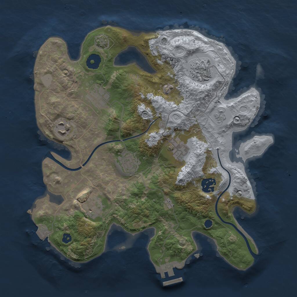 Rust Map: Procedural Map, Size: 3000, Seed: 688275644, 11 Monuments