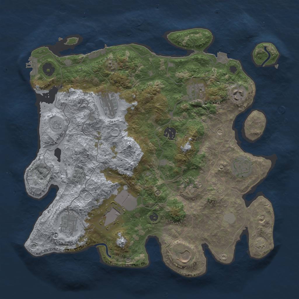 Rust Map: Procedural Map, Size: 3600, Seed: 73886179, 18 Monuments