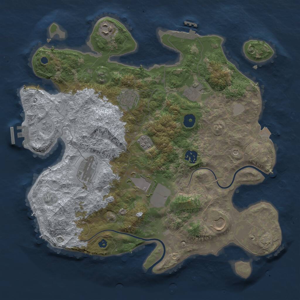 Rust Map: Procedural Map, Size: 3500, Seed: 55656, 14 Monuments