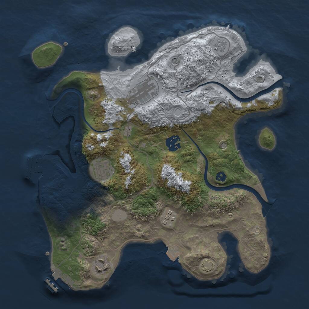 Rust Map: Procedural Map, Size: 3000, Seed: 596833297, 11 Monuments