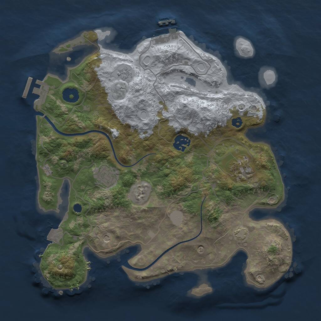 Rust Map: Procedural Map, Size: 3000, Seed: 770921617, 9 Monuments