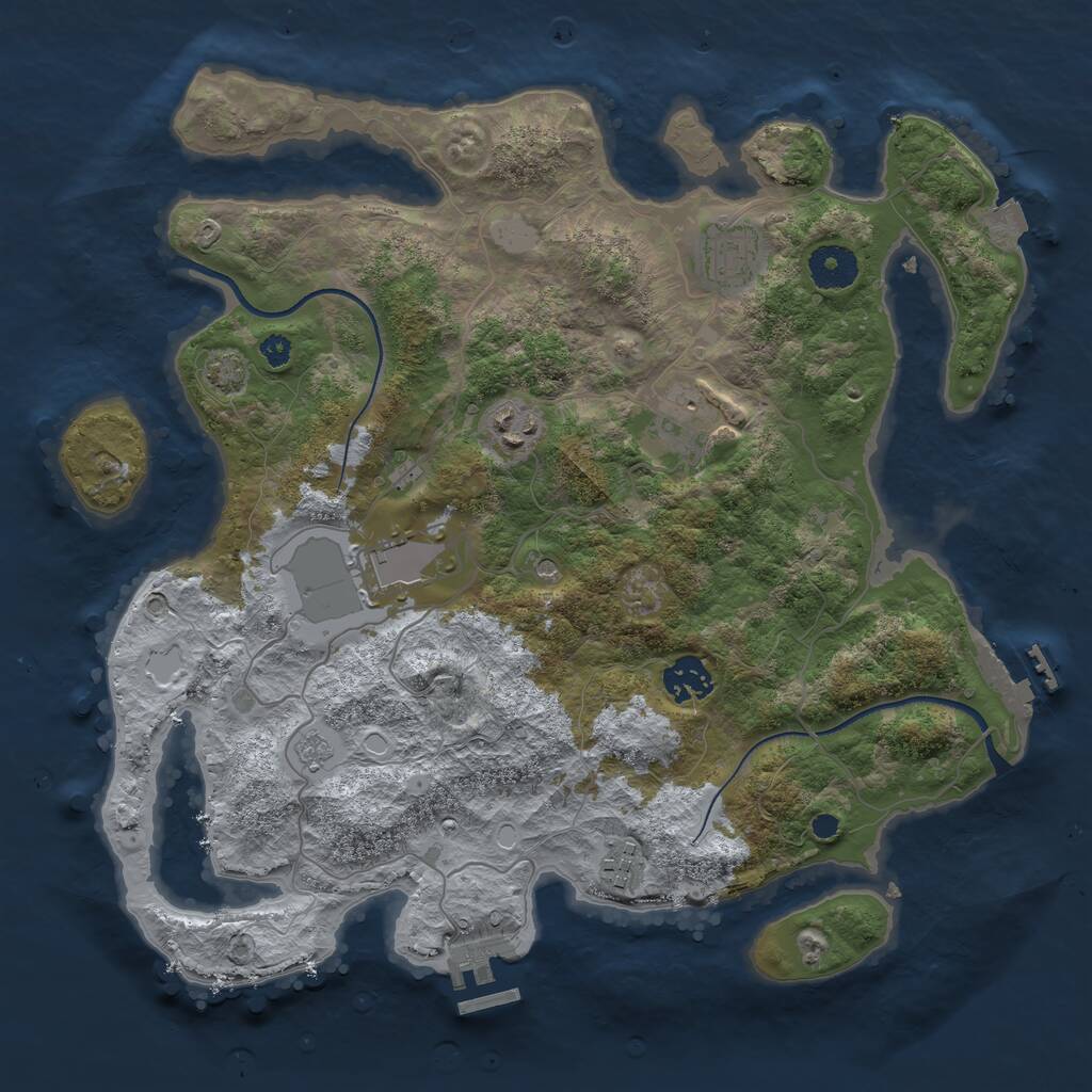 Rust Map: Procedural Map, Size: 3500, Seed: 1824141723, 12 Monuments