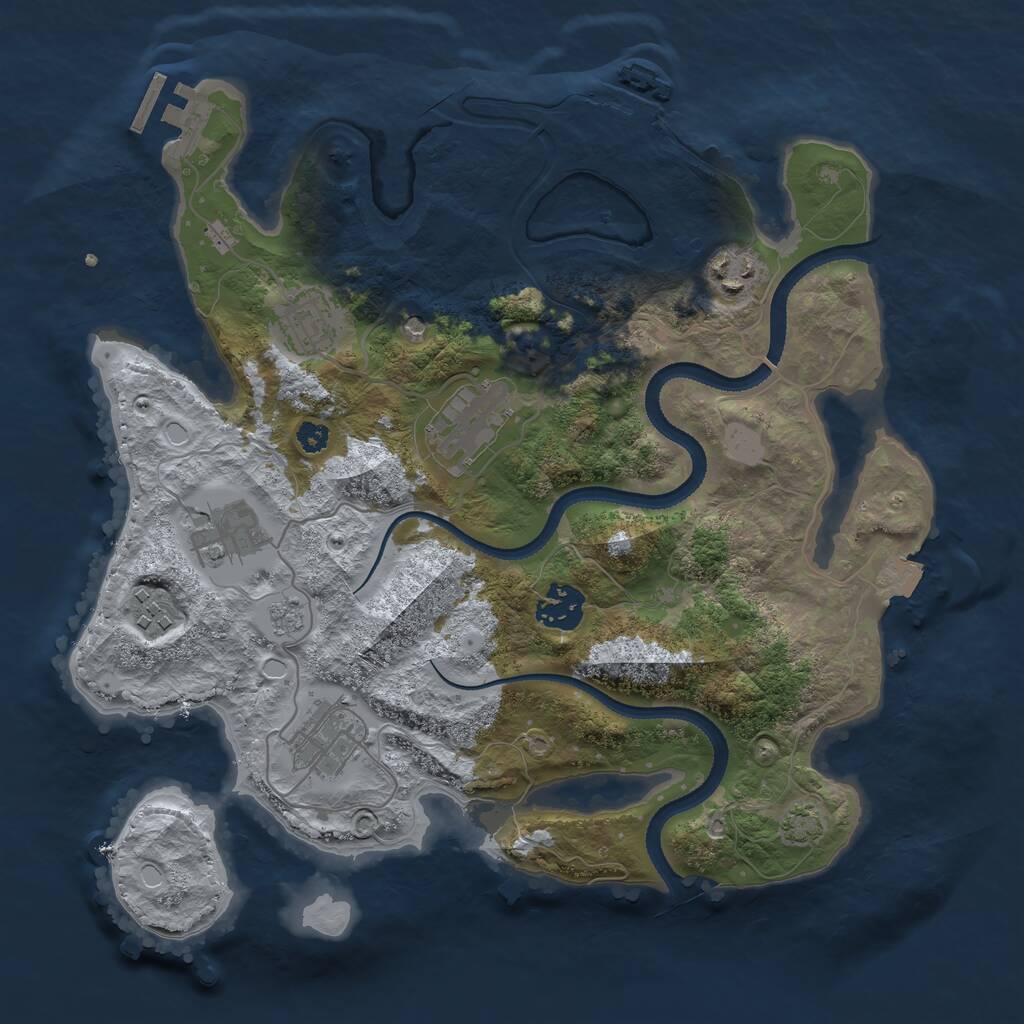 Rust Map: Procedural Map, Size: 3250, Seed: 1718933128, 13 Monuments