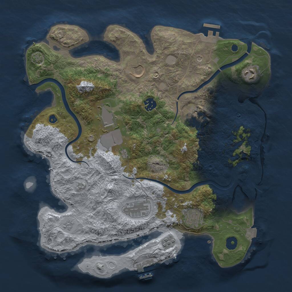 Rust Map: Procedural Map, Size: 3500, Seed: 267672325, 14 Monuments