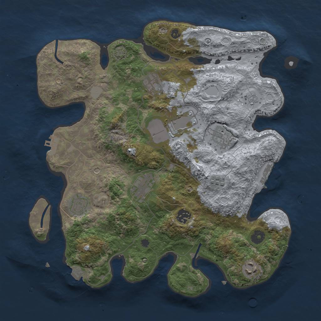 Rust Map: Procedural Map, Size: 3500, Seed: 136554125, 16 Monuments