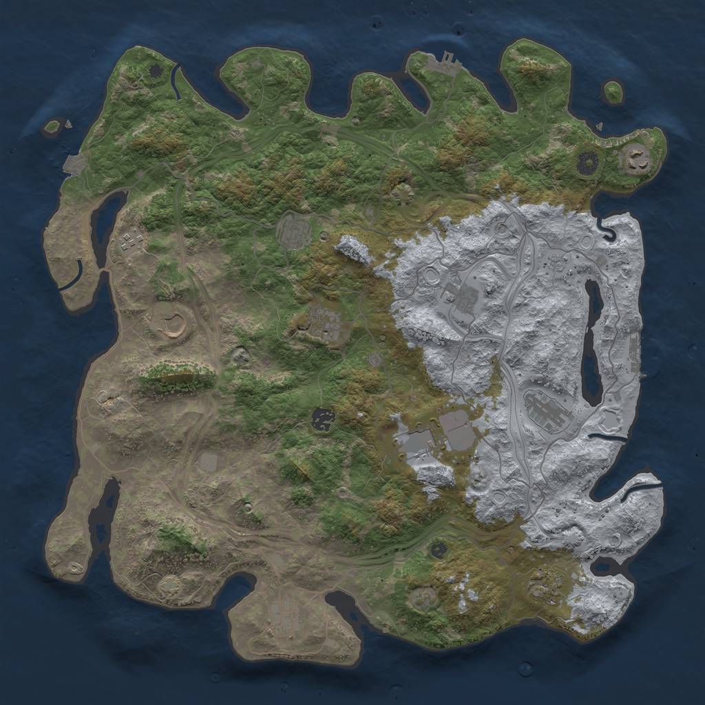 Rust Map: Procedural Map, Size: 4500, Seed: 536259194, 19 Monuments