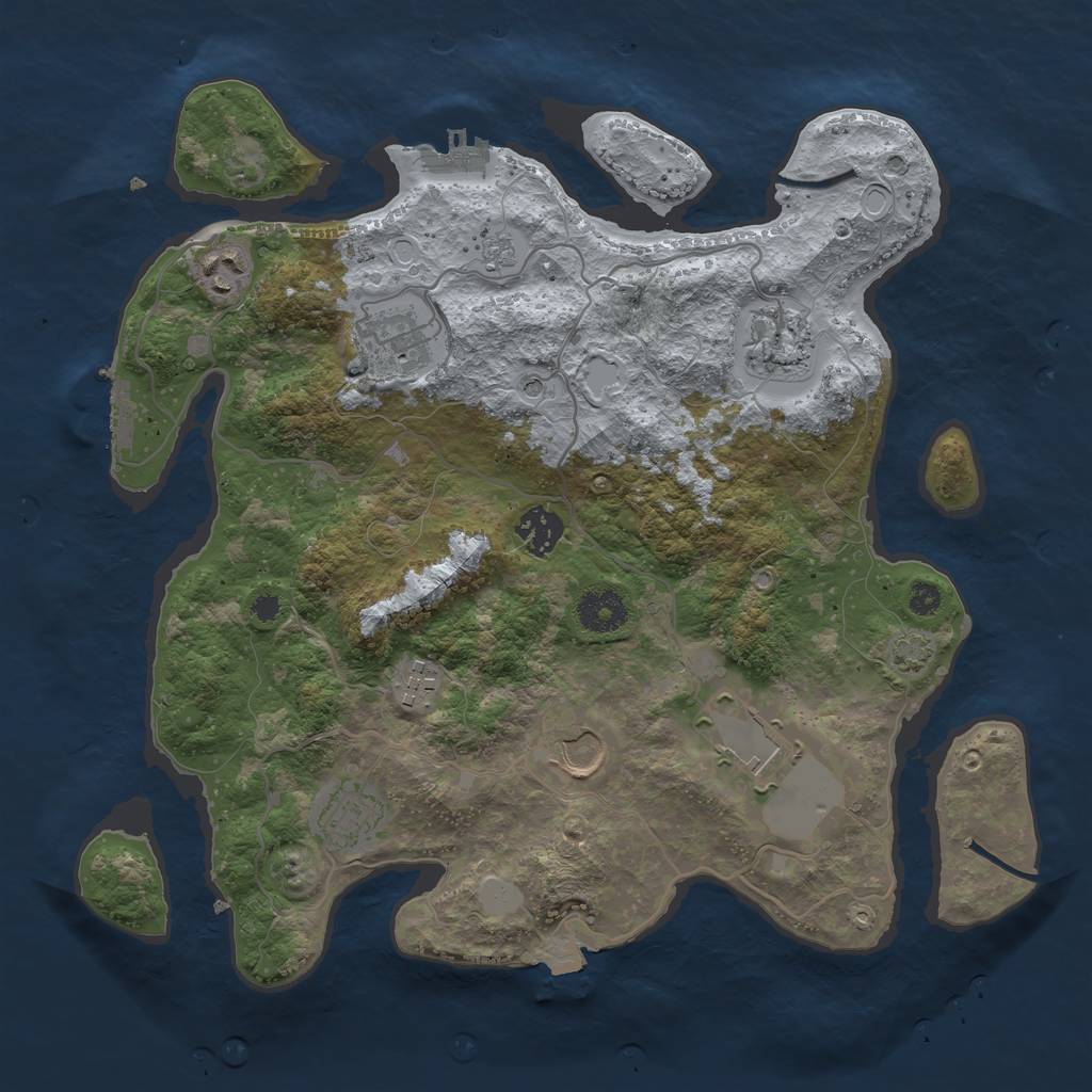 Rust Map: Procedural Map, Size: 3500, Seed: 3454, 16 Monuments