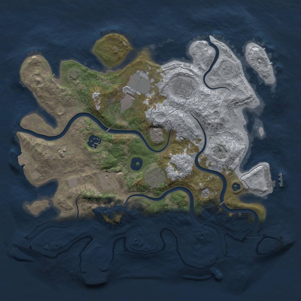 Rust Map: Procedural Map, Size: 3500, Seed: 48035381, 12 Monuments
