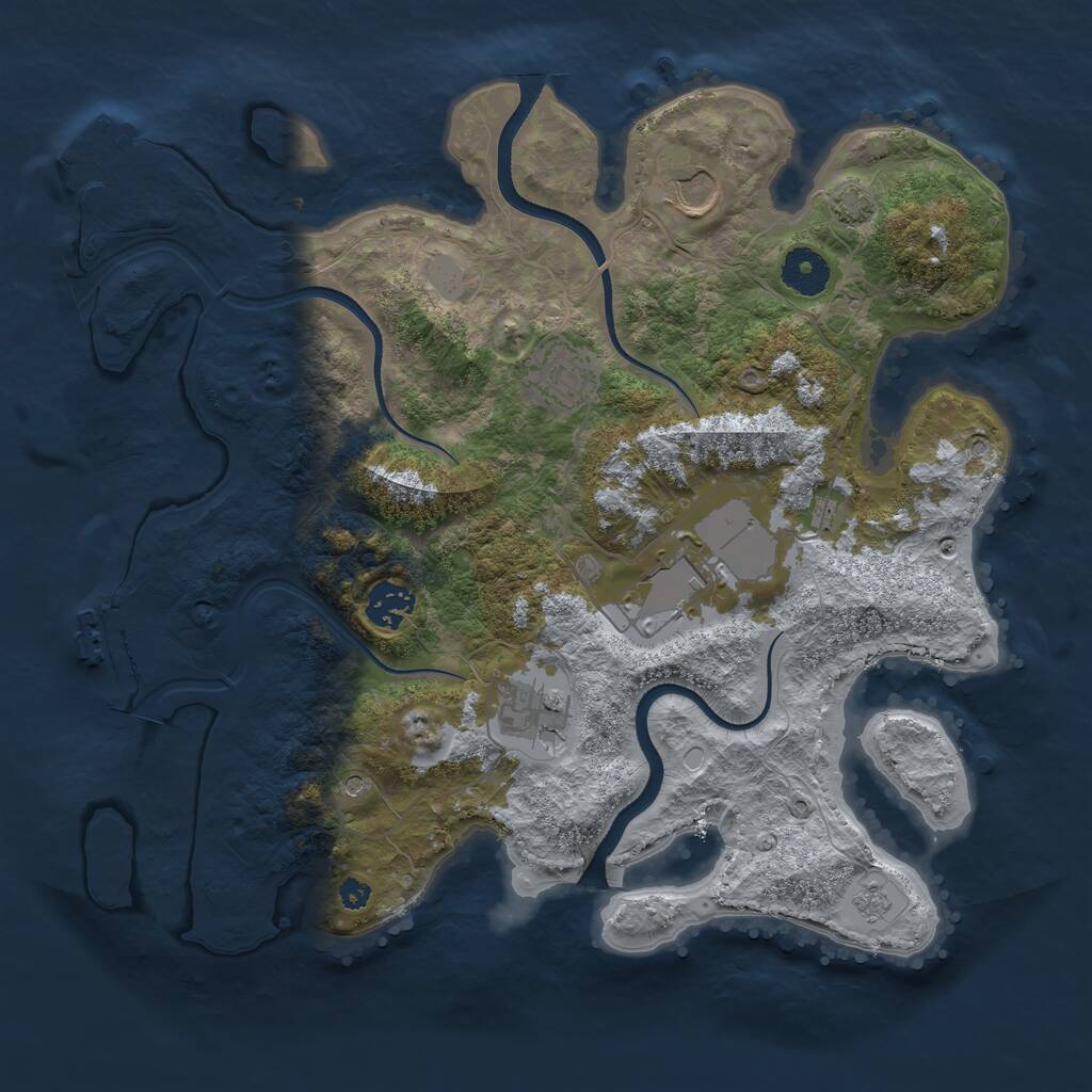 Rust Map: Procedural Map, Size: 3500, Seed: 3739845, 11 Monuments