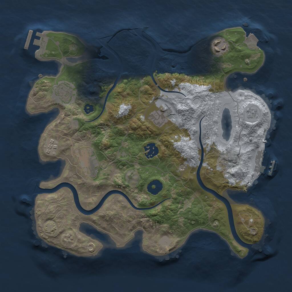 Rust Map: Procedural Map, Size: 3000, Seed: 1182601740, 12 Monuments