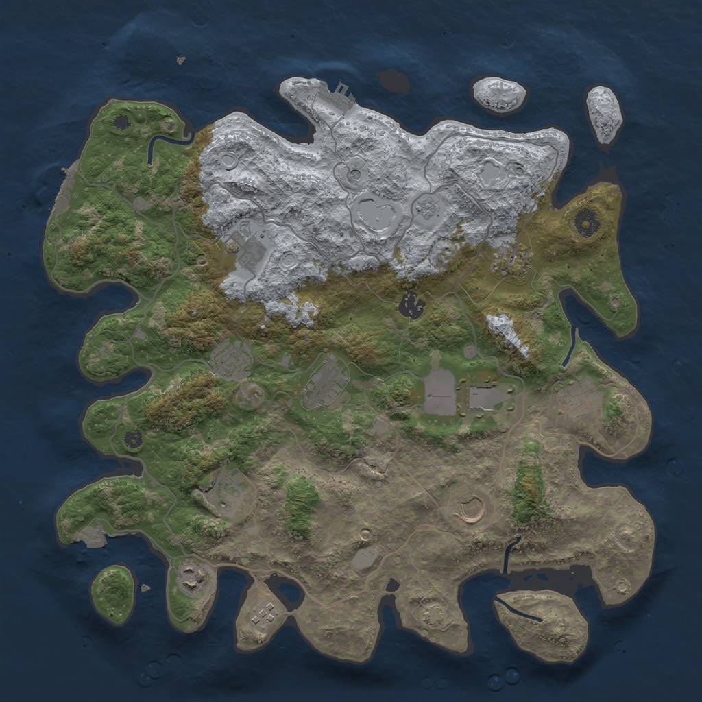 Rust Map: Procedural Map, Size: 4000, Seed: 1891221761, 19 Monuments